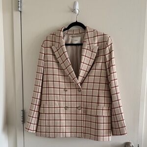 Aritzia Wilfred Plaid Double-Breasted Women's Blazer